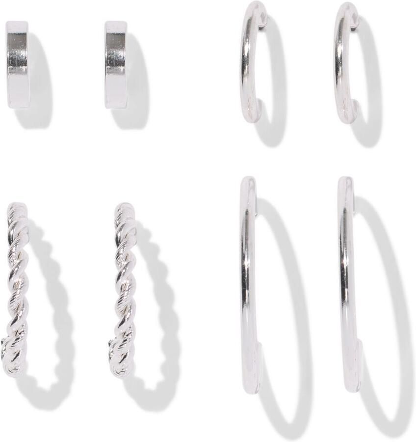 HEMA Oorringen Zilver 4 Stuks (Silver)
