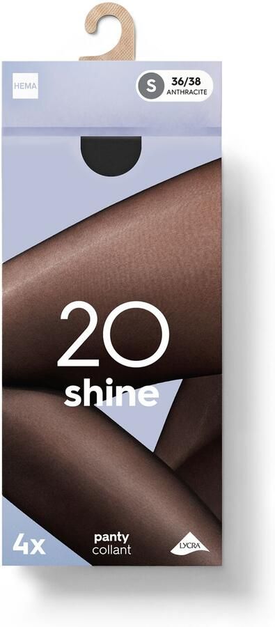 HEMA Panty 20 Denier Glans 4 Stuks Antraciet - Foto 2
