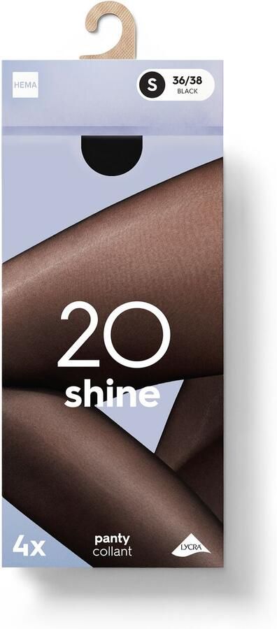 HEMA Panty 20 Denier Glans 4 Stuks Zwart - Foto 2