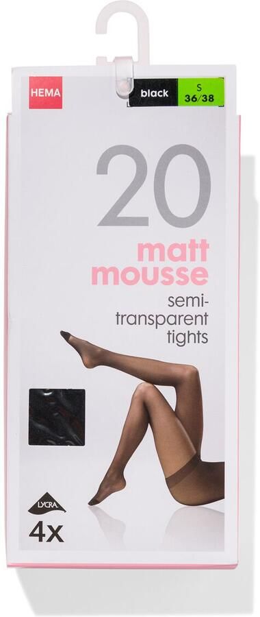 HEMA Panty 20 Denier Mat 4 Stuks Zwart (zwart)