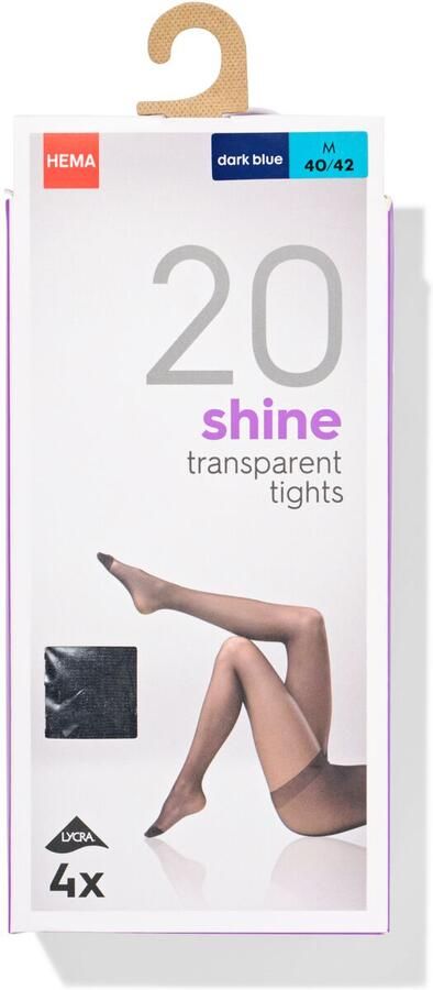 HEMA Panty's Glans Transparant 20 Denier 4 Stuks Donkerblauw (donkerblauw) - Foto 4