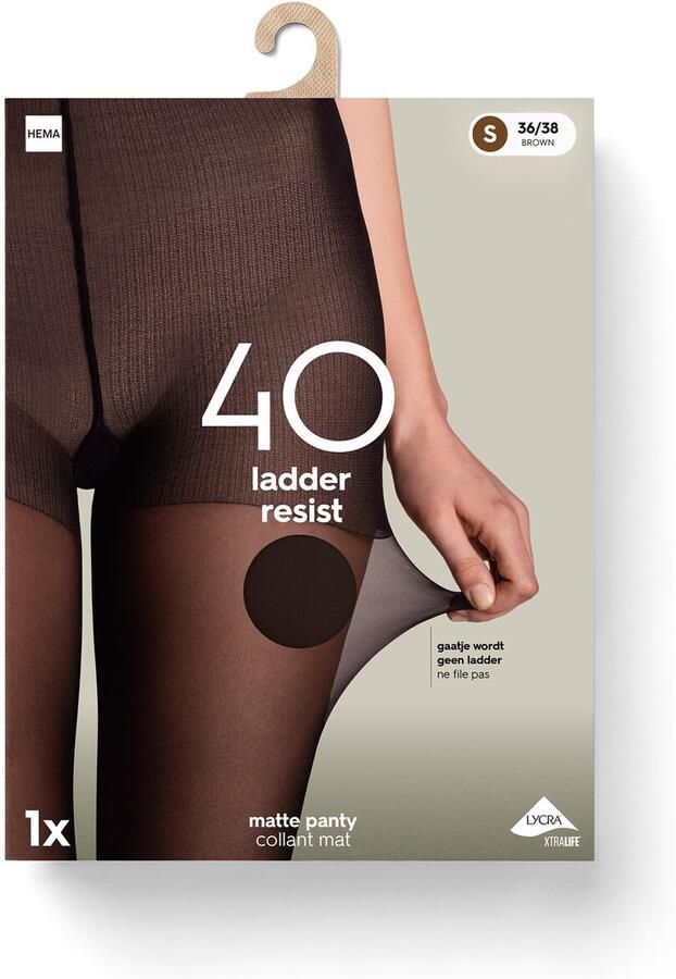 HEMA Panty Antiladder 40 Denier Mat Bruin - Foto 2