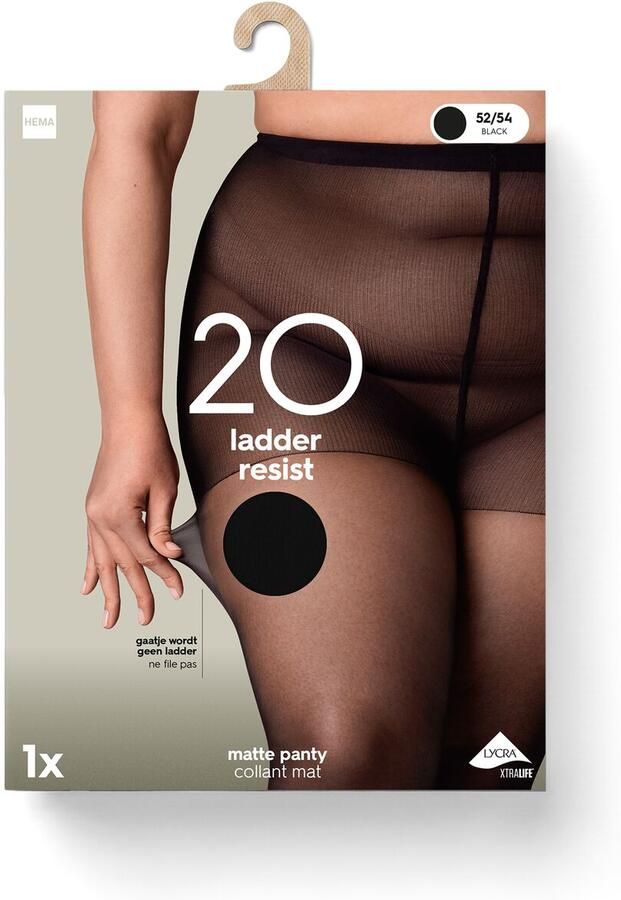 HEMA Panty Antiladder Curvy 20 Denier Mat Zwart (zwart) - Foto 2