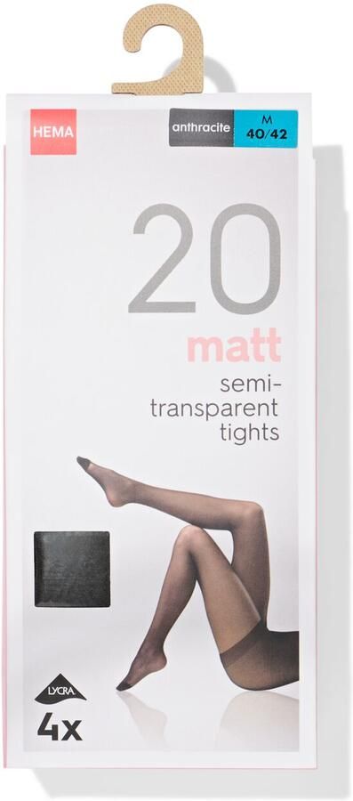 HEMA Panty's Mat Halfdoorschijnend 20 Denier 4 Stuks Antraciet (antraciet)