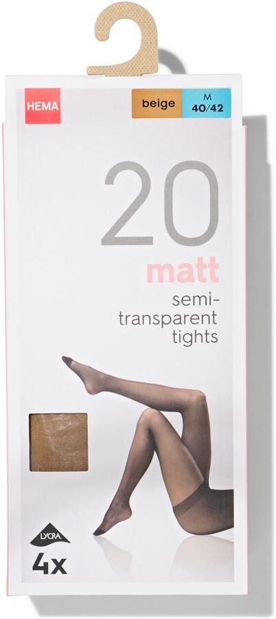 HEMA Panty's Mat Halfdoorschijnend 20 Denier 4 Stuks Beige (beige)