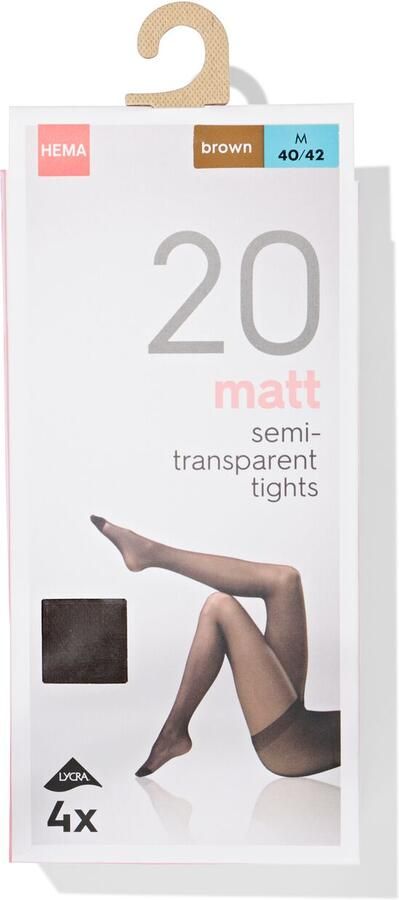 HEMA Panty's Mat Halfdoorschijnend 20 Denier 4 Stuks Bruin (bruin) - Foto 2