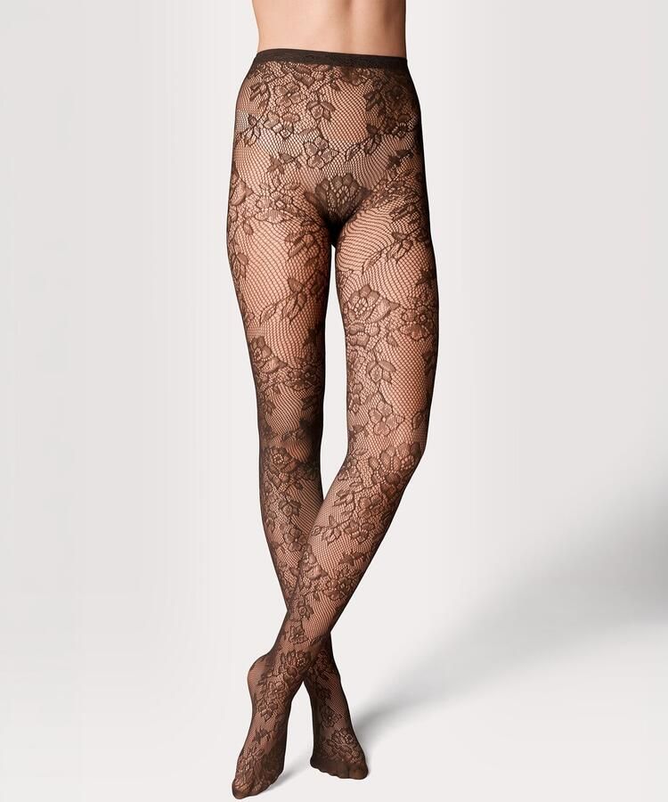 HEMA Panty Fashion Net Bloemenkant Bruin