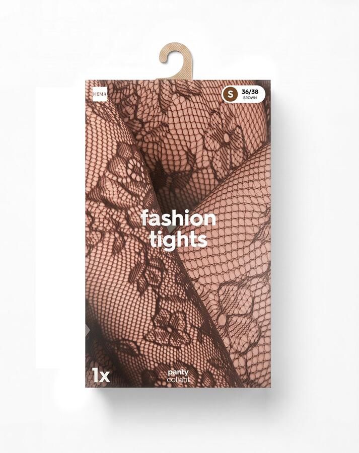 HEMA Panty Fashion Net Bloemenkant Bruin - Foto 2