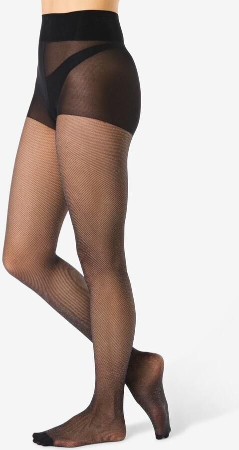 HEMA Panty Fashion Net Glitter Zwart (zwart)