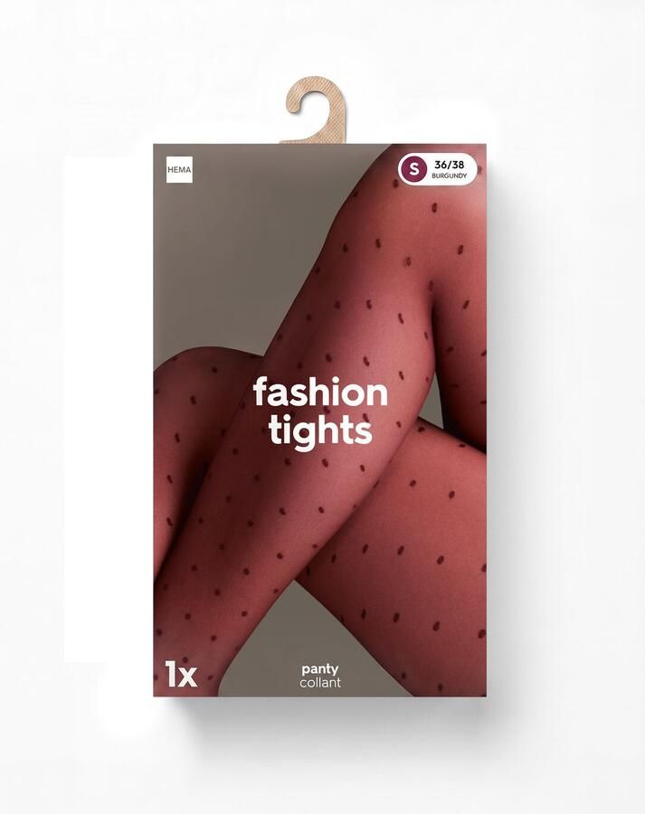 HEMA Panty Fashion Stippen 20 Denier Bordeauxrood - Foto 2