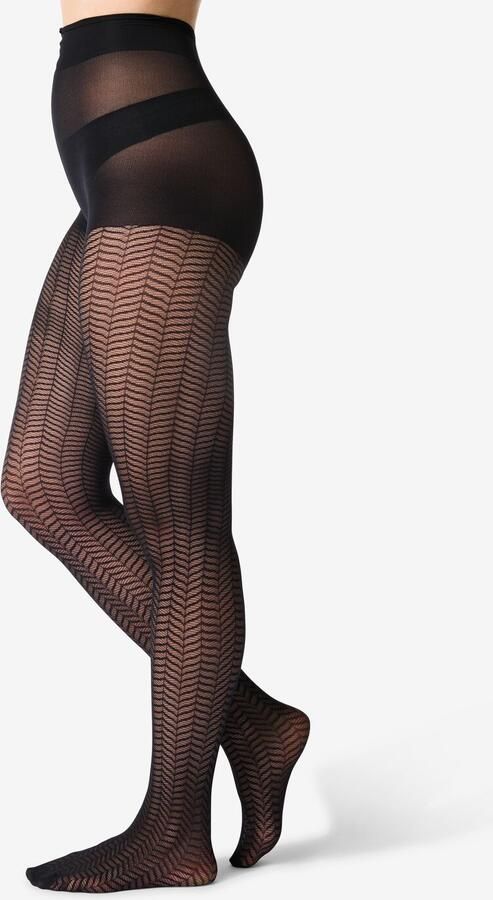 HEMA Panty Fashion Visgraat Zwart (zwart)
