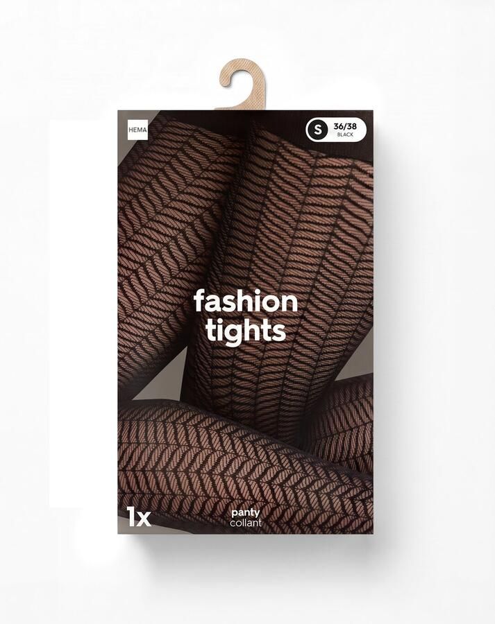 HEMA Panty Fashion Visgraat Zwart (zwart) - Foto 2