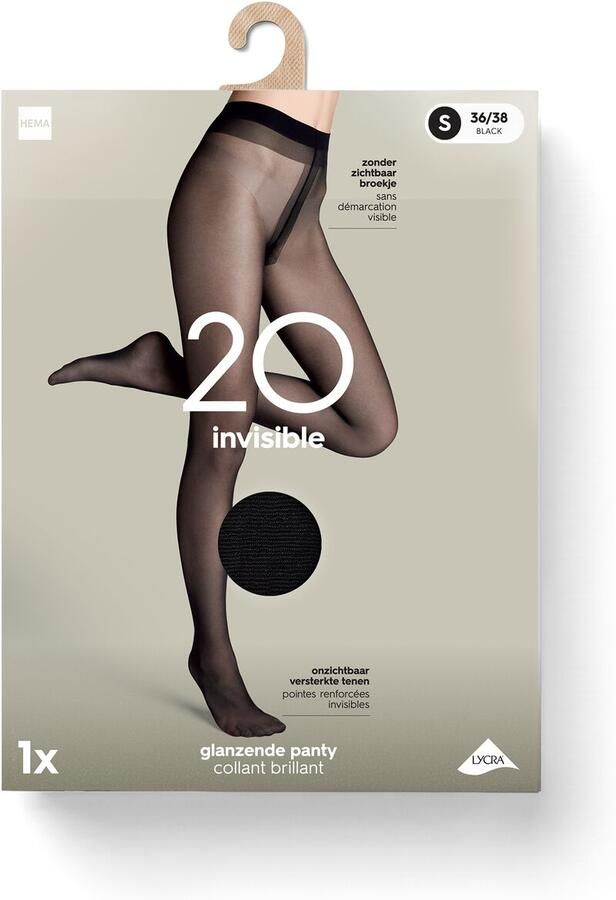 HEMA Panty Invisible 20 Denier Glans Zwart - Foto 2