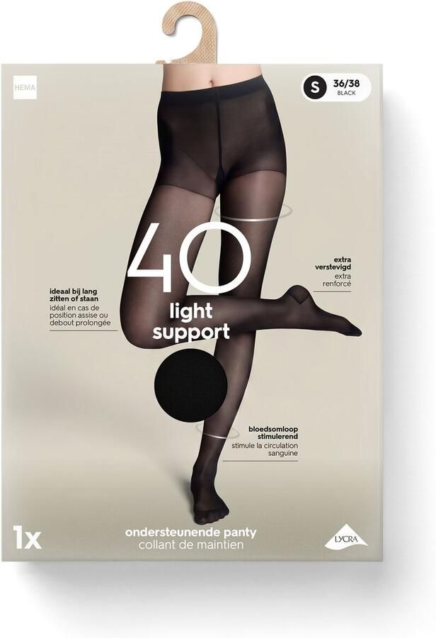 HEMA Panty Light Support 40 Denier Glans Zwart - Foto 2
