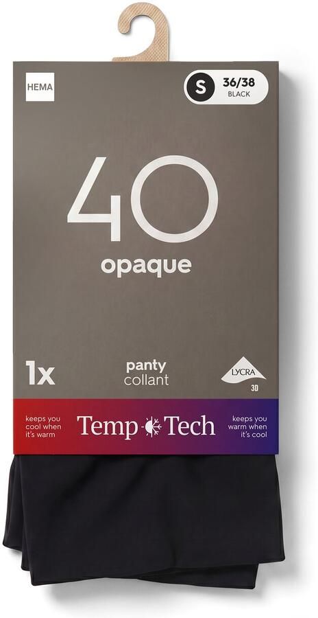 HEMA Panty Opaque Temp Tech 40 Denier Zwart - Foto 2