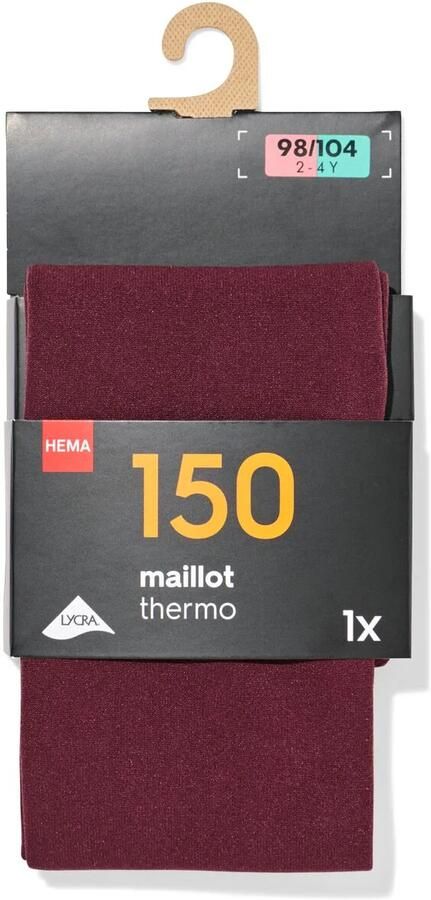HEMA Kindermaillot Thermo 150denier Donkerrood (donkerrood) - Foto 2