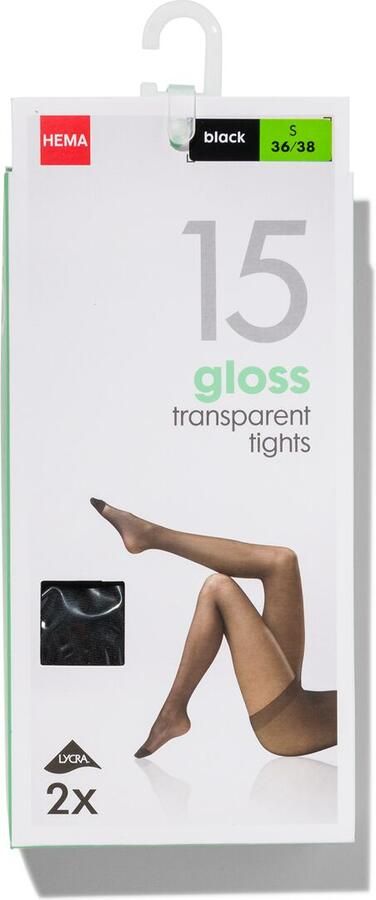HEMA Pantys Glanzend 15denier 2 Stuks Zwart (zwart) - Foto 2