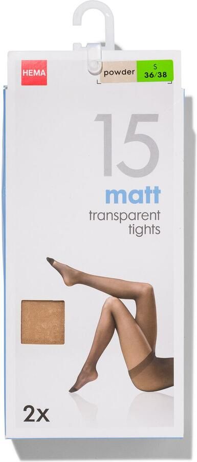 HEMA Pantys Mat 15 Denier 2 Stuks Poeder (poeder) - Foto 2