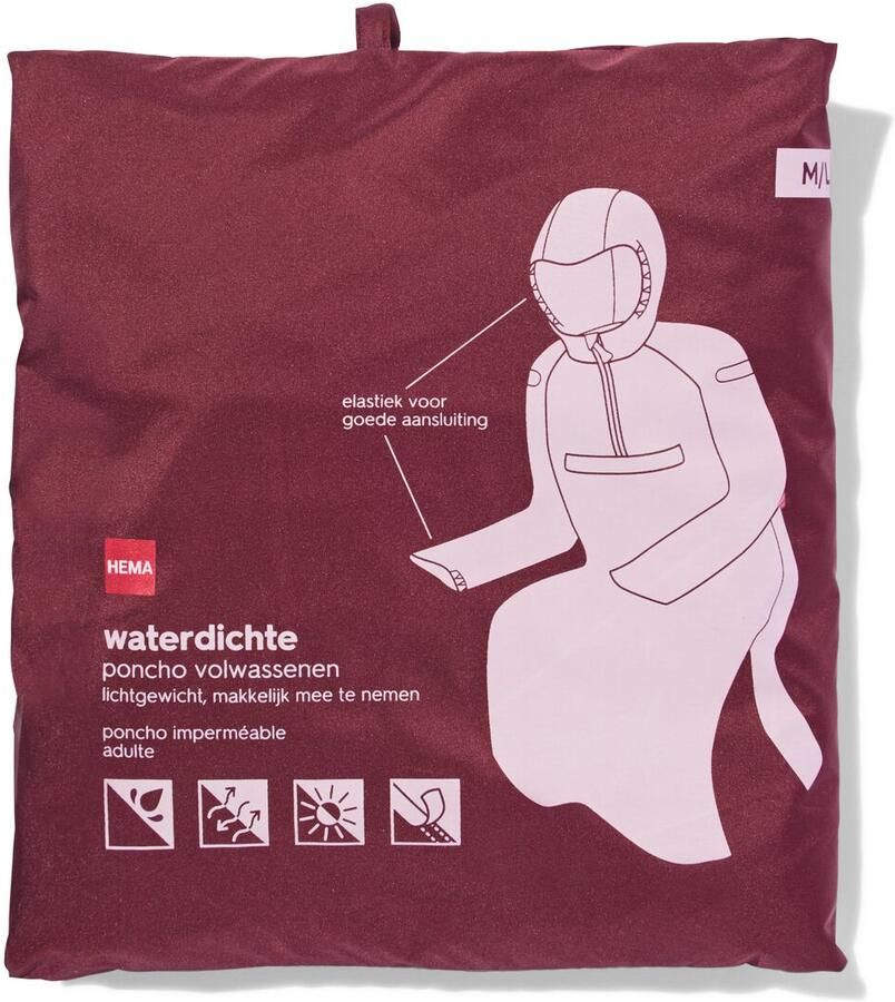 HEMA Regenponcho Voor Volwassenen Puck Donkerrood (donkerrood)