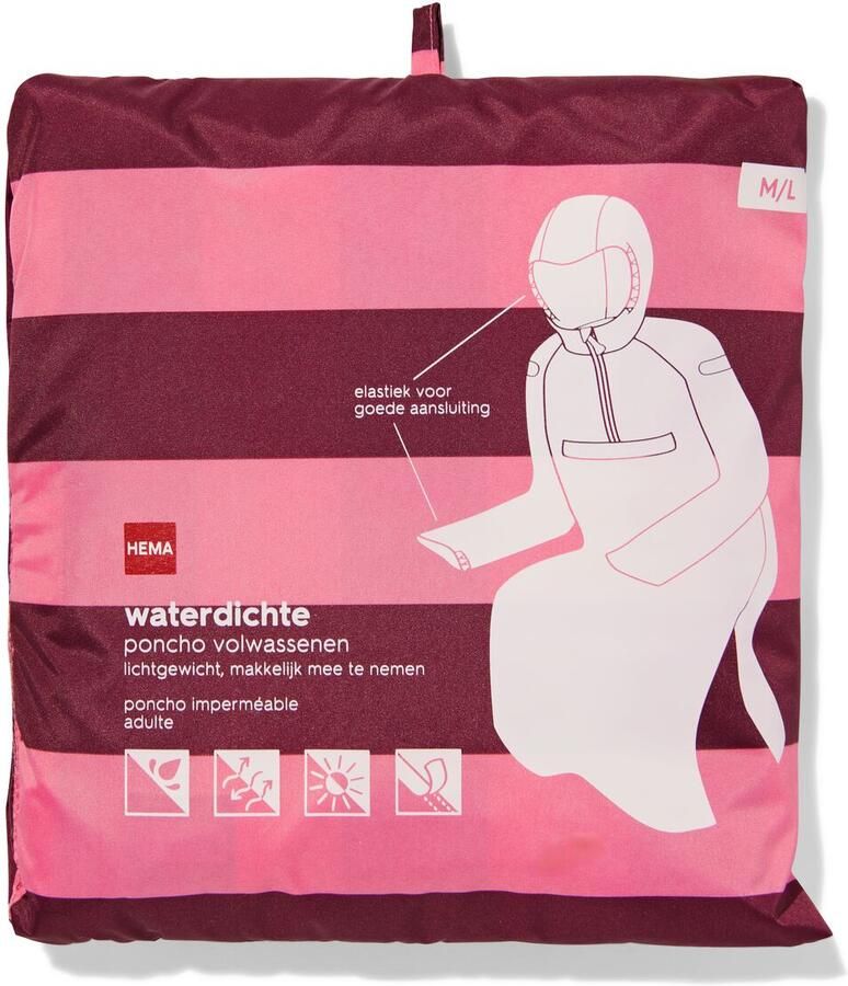 HEMA Regenponcho Voor Volwassenen Strepen Roze (roze) - Foto 2