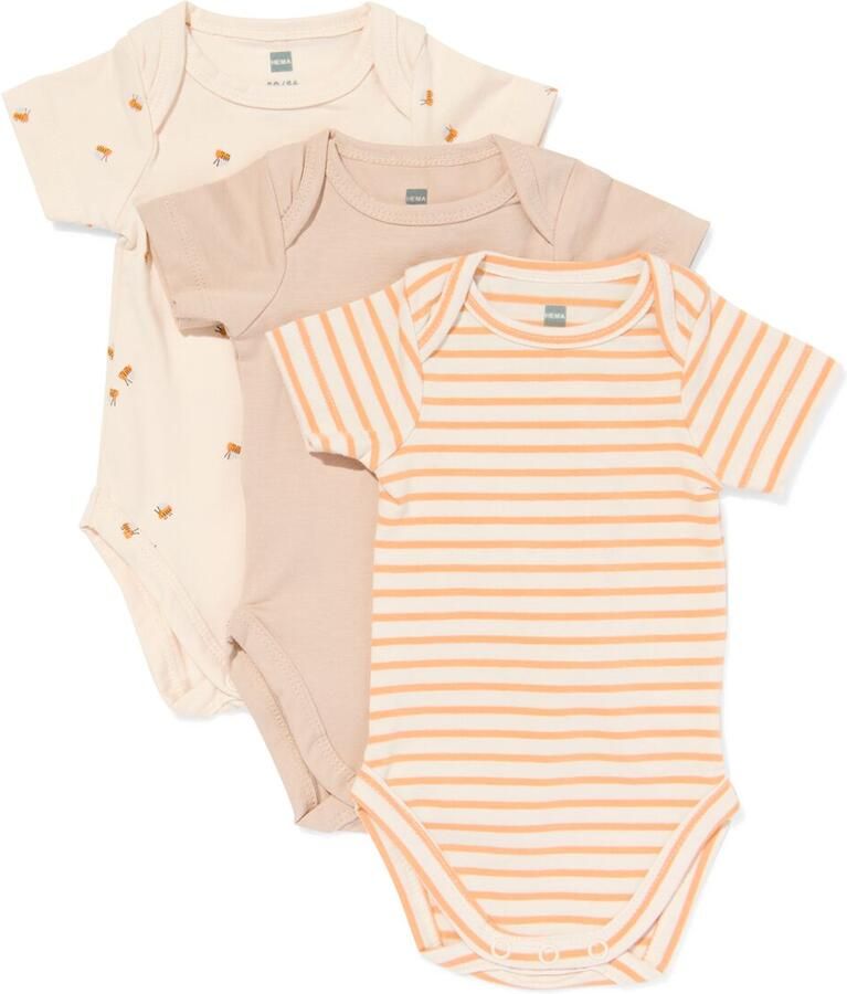 HEMA Romper Katoen Met Stretch 3 Stuks Zand (zand)