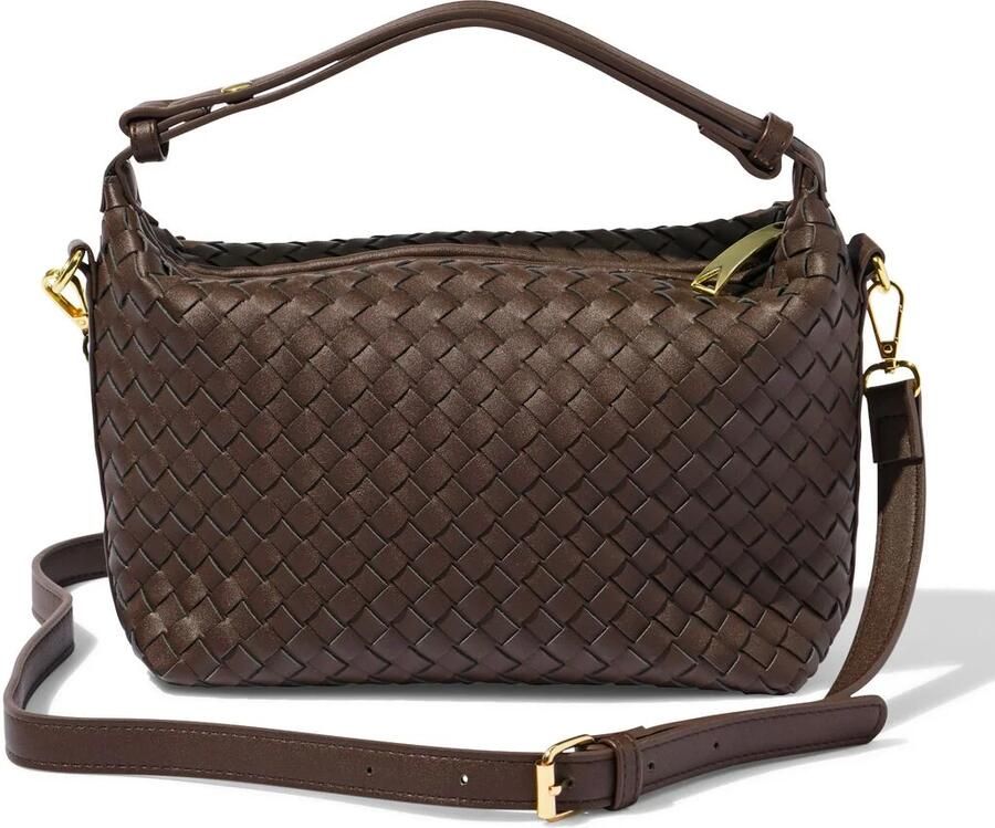 HEMA Schoudertas 25x11x27cm Multidraagbaar Imitatieleer Bruin (bruin)