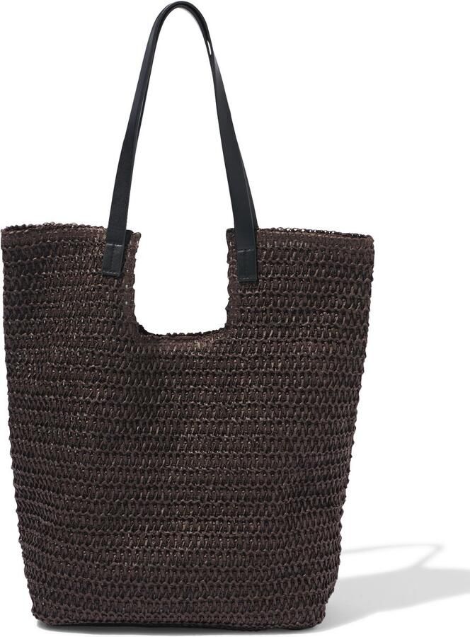HEMA Shopper 46x30x16cm Stro Donkerbruin (donkerbruin)