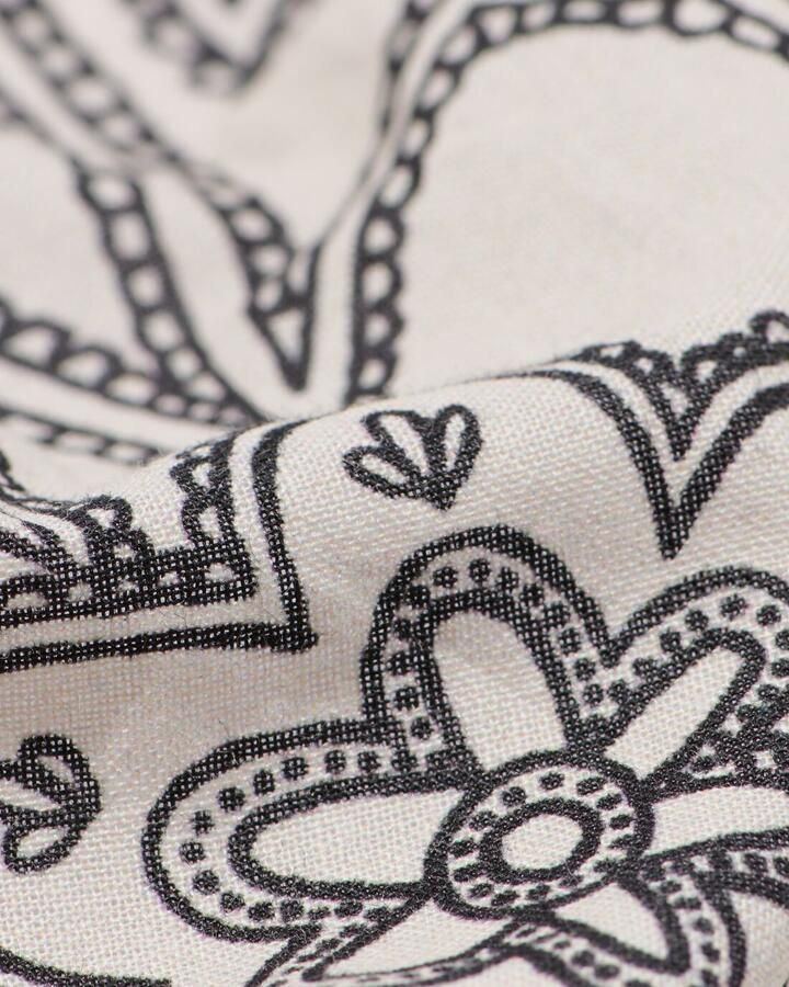HEMA Sjaal 60x60cm Katoen Paisley (zwart wit)
