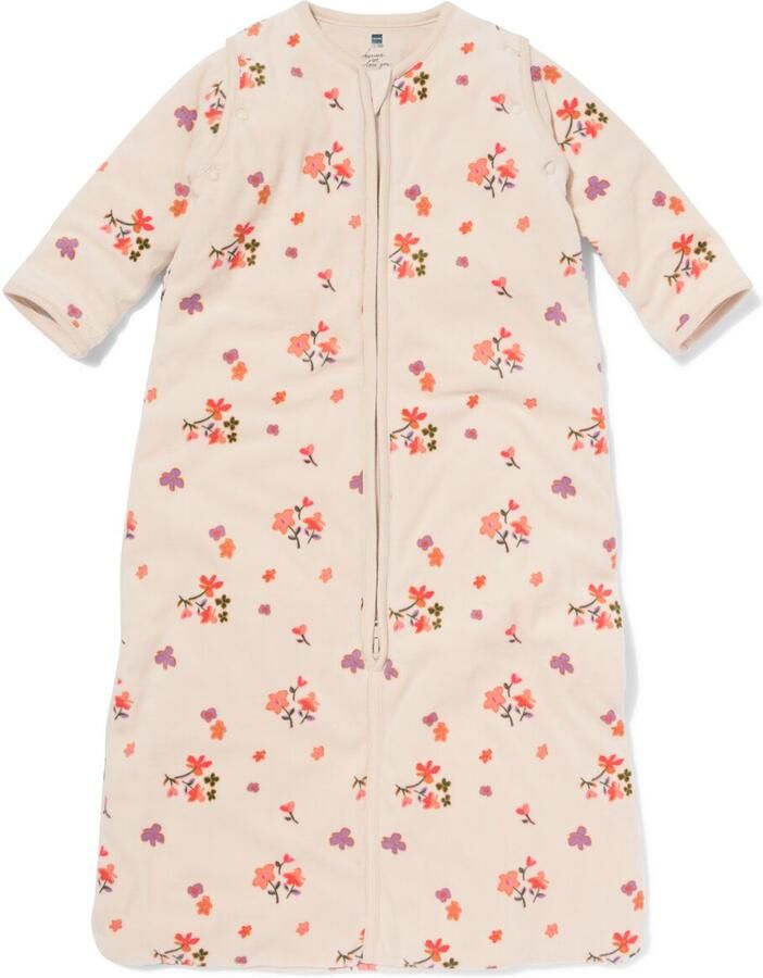 HEMA Slaapzak Met Afneembare Mouwen Velvet 3.0tog Bloemen Beige (beige)