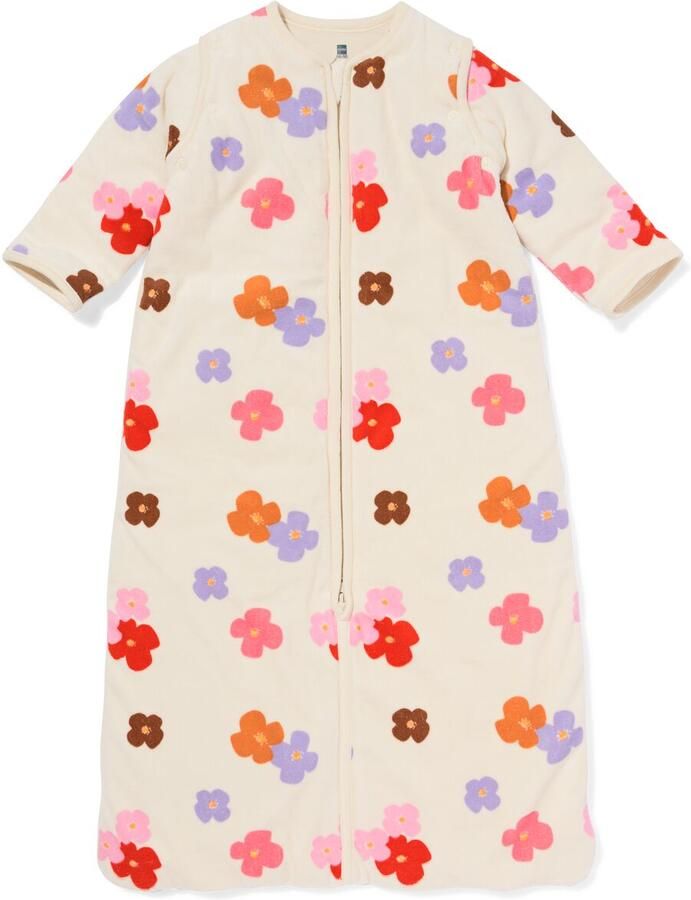 HEMA Slaapzak Met Afneembare Mouwen Velvet 3.0tog Bloemen Gebroken Wit (gebroken wit)