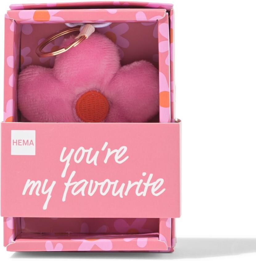 HEMA Sleutelhanger 7.5cm Bloem Roze Oranje