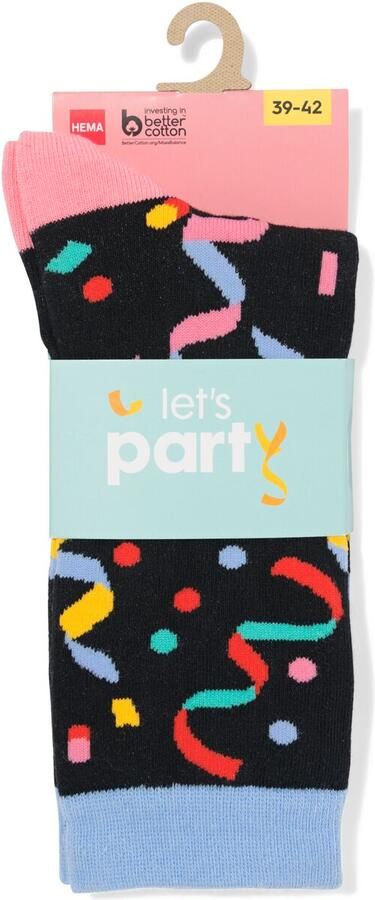 HEMA Sokken Voor Volwassenen 'let's Party' Zwart (zwart) - Foto 2