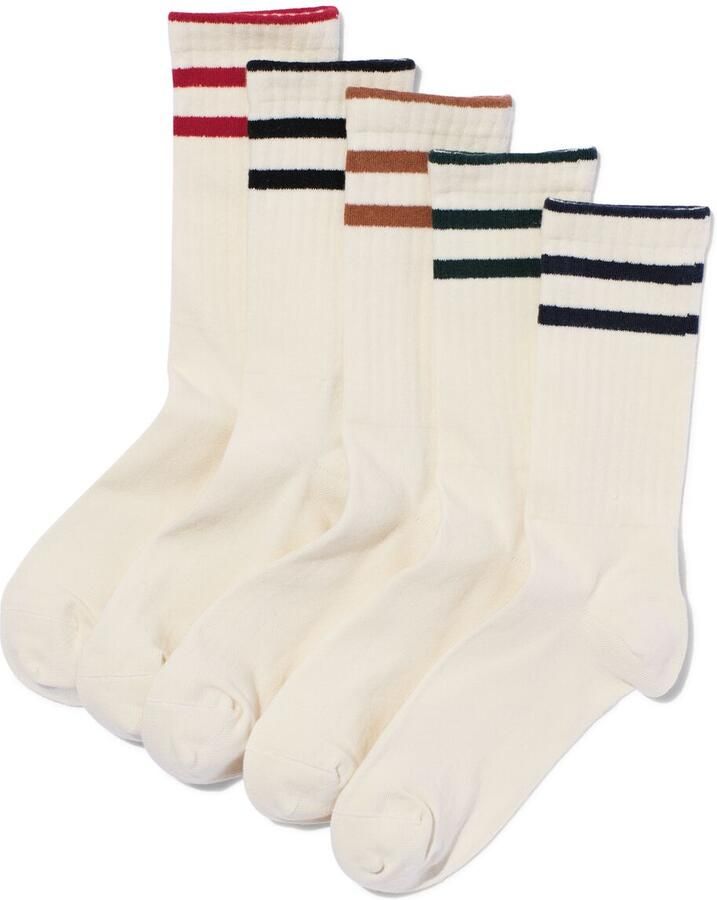 HEMA Sokken Met Katoen Rib Strepen 5 Paar Gebroken Wit (gebroken wit) - Foto 2