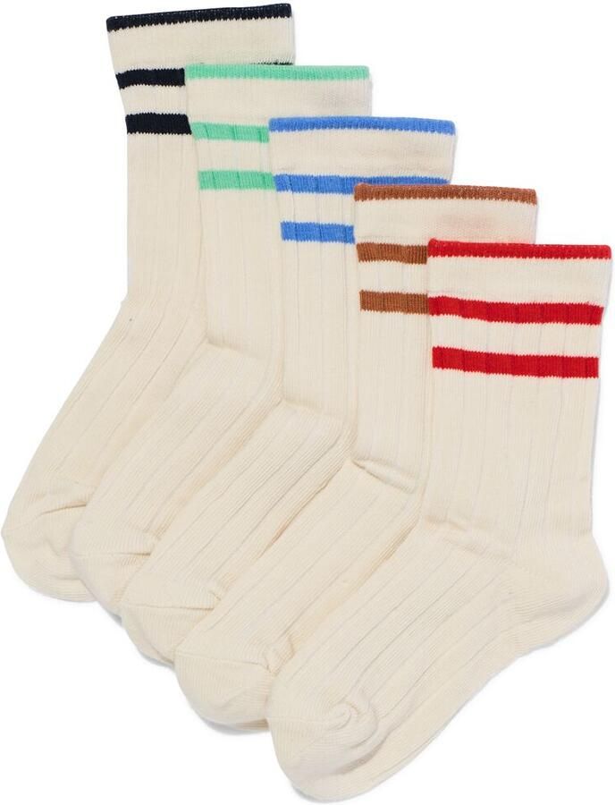 HEMA Sokken Met Katoen Rib Strepen 5 Paar Gebroken Wit (gebroken wit) - Foto 2