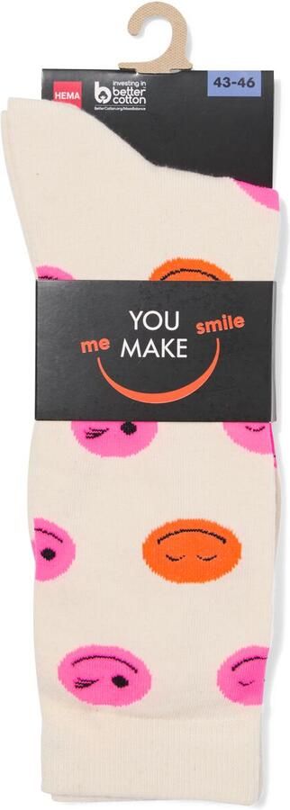HEMA Sokken Voor Volwassenen 'smile' Beige (beige) - Foto 1