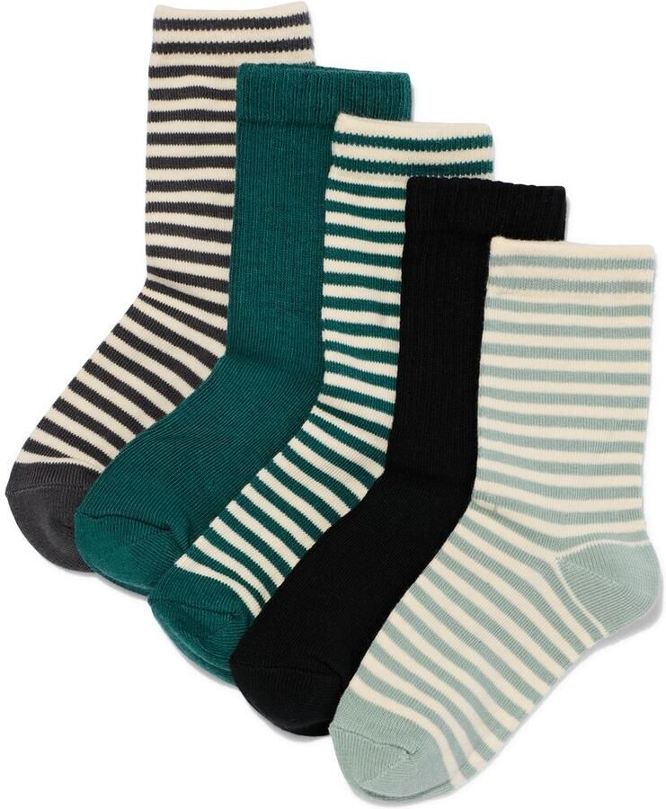 HEMA Sokken Met Katoen Strepen 5 Paar Donkergrijs (donkergrijs) - Foto 2