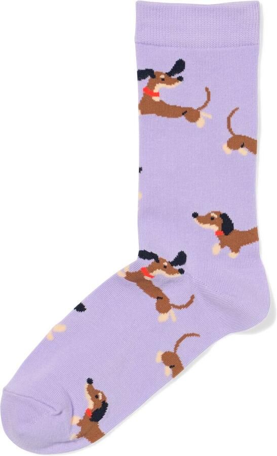HEMA Sokken Voor Volwassenen 'can I Get A Woof' Lavendel (lavendel)
