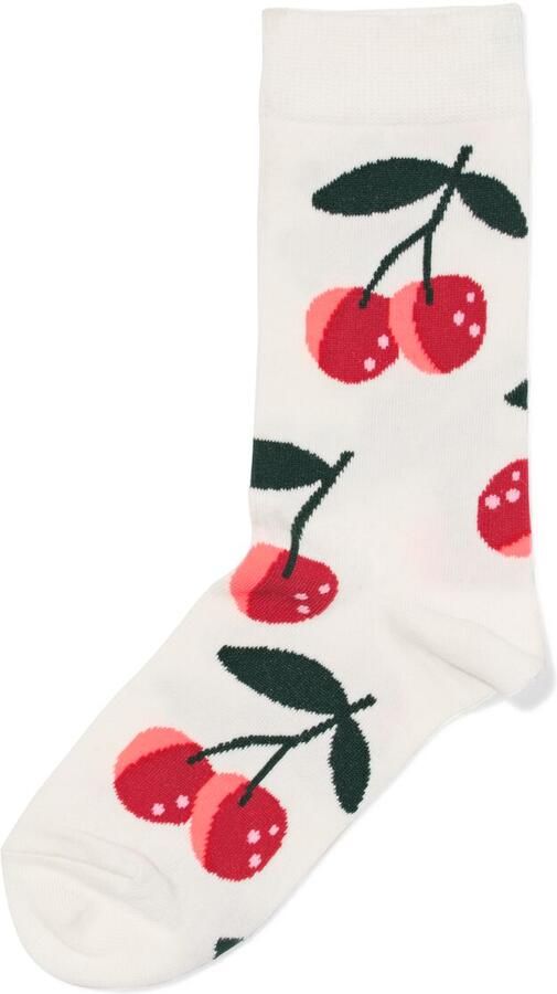 HEMA Sokken Voor Volwassenen 'cherry Much' Gebroken Wit (gebroken wit)