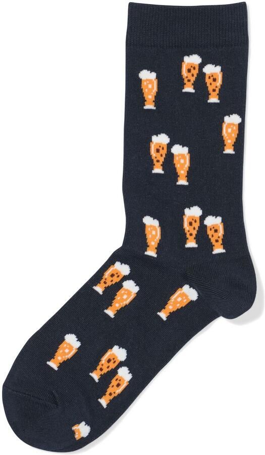 HEMA Sokken Voor Volwassenen 'don't Worry Beer Happy' Donkerblauw (donkerblauw)