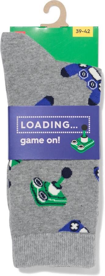 HEMA Sokken Voor Volwassenen 'game On' Grijsmelange (grijsmelange)