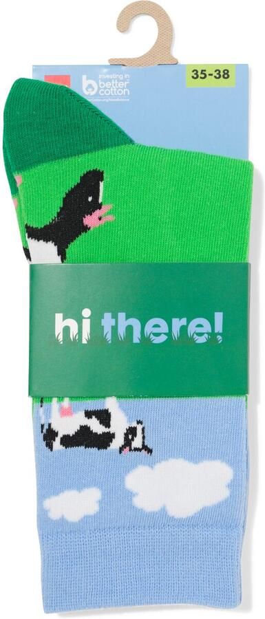 HEMA Sokken Voor Volwassenen 'hi There' Groen - Foto 2