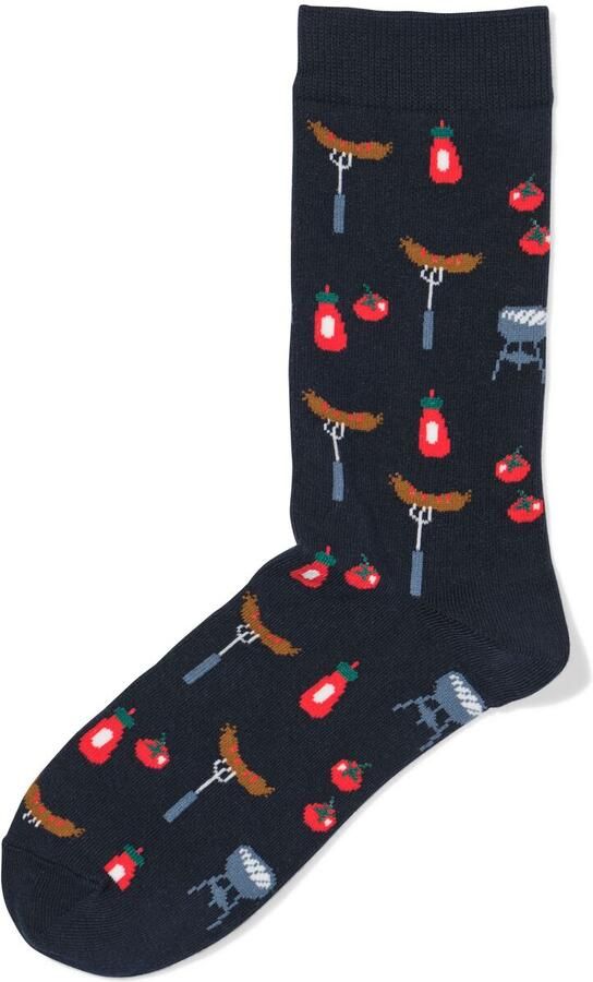 HEMA Sokken Voor Volwassenen 'let's Chill And Grill' Donkerblauw (donkerblauw) - Foto 2