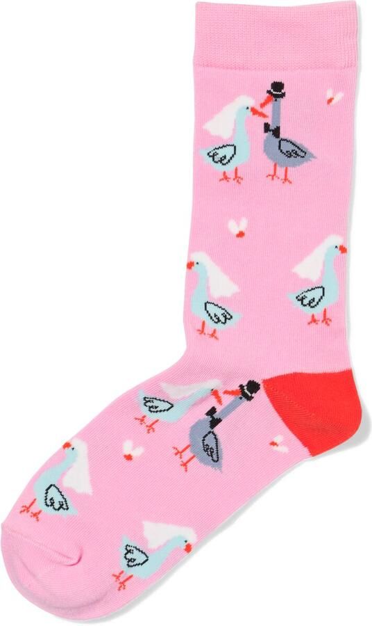 HEMA Sokken Voor Volwassenen 'love Birds' Roze (roze)