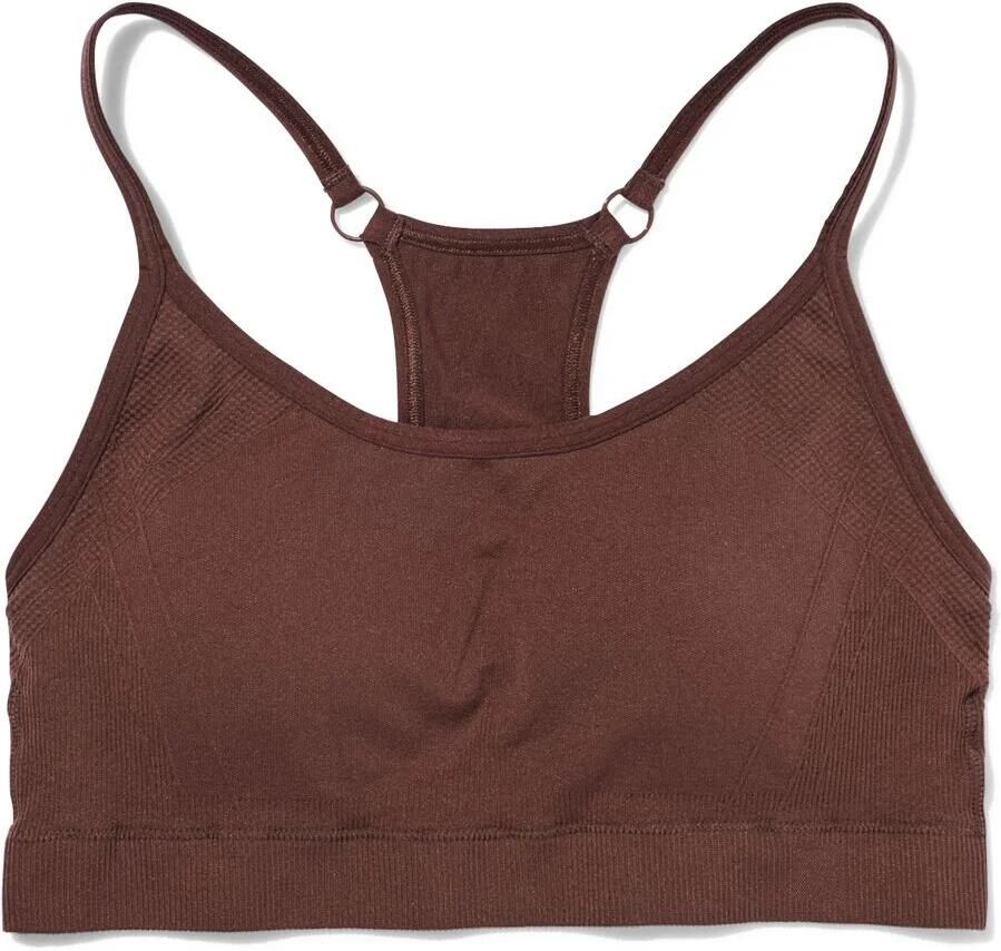 HEMA Sporttop Light Support Zonder Beugel Naadloos Donkerbruin