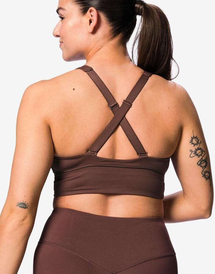 HEMA Sporttop Light Support Zonder Beugel Naadloos Donkerbruin - Foto 3