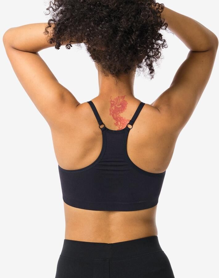 HEMA Sporttop Light Support Zonder Beugel Naadloos Zwart (zwart) - Foto 2