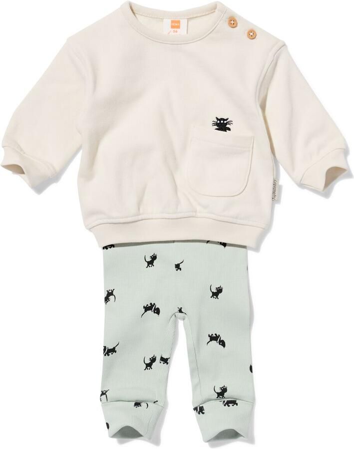 HEMA Takkie Babykledingset Aansluitend Rib Ecru (ecru)