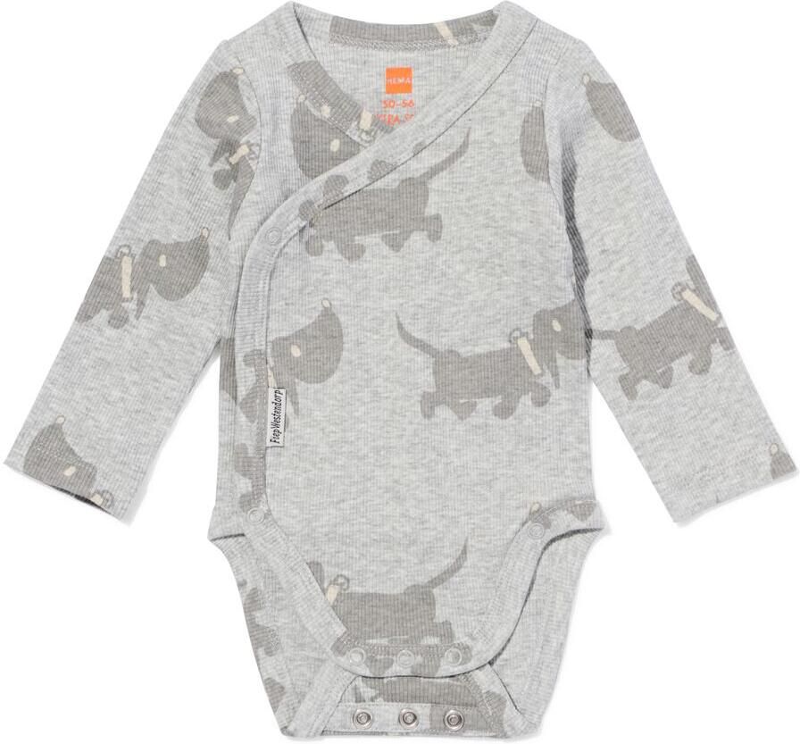 HEMA Takkie Babyromper Jersey Meegroei Grijsmelange (grijsmelange)
