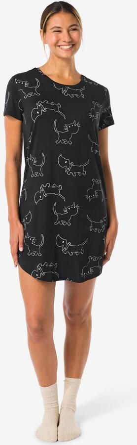 HEMA Takkie Damesnachthemd Micro Zwart (zwart) - Foto 2
