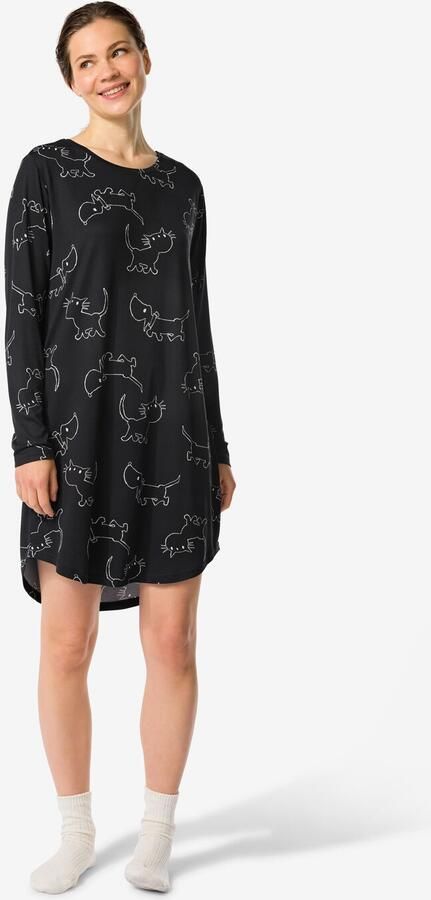 HEMA Takkie Damesnachthemd Micro Zwart (zwart) - Foto 2